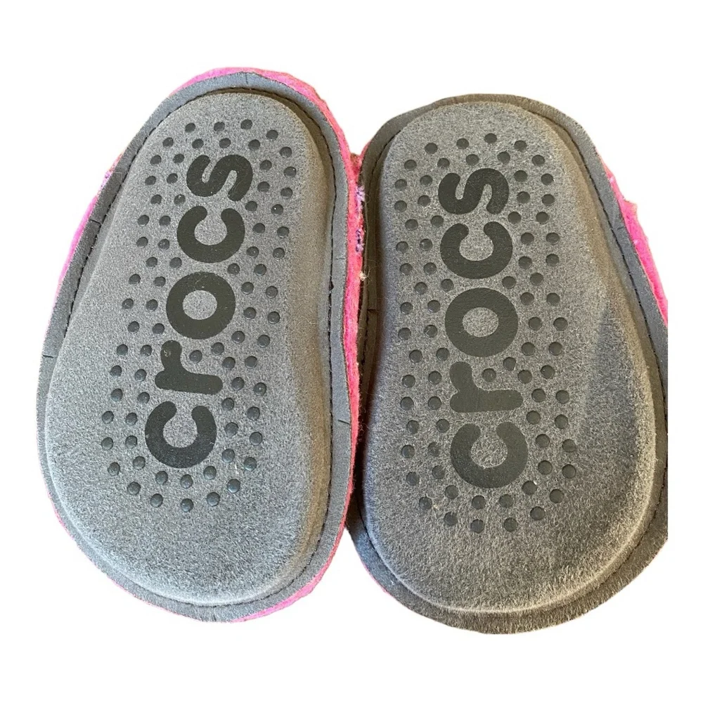 Crocs Classic Slipper Kids Pink Purple Fleece Toddler Size C5 GUC